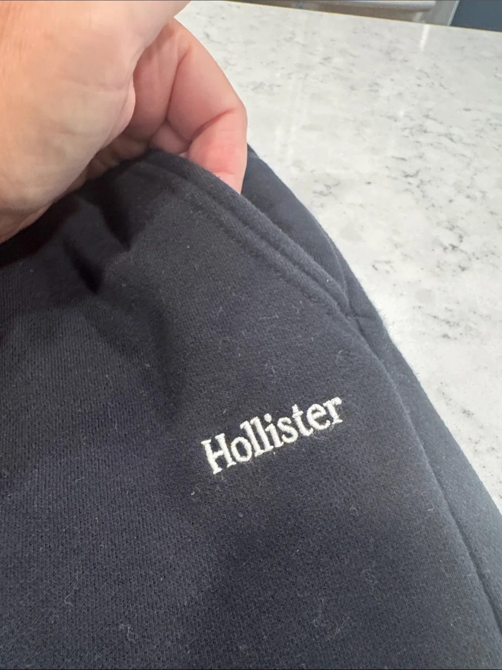 Hollister Men's XS Black Drawstring Open Wide Leg Sweatpants Pockets Baggy Logo